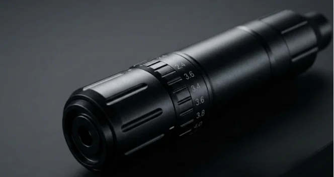 Close-up of rotary tattoo machine adjusting stroke ring.