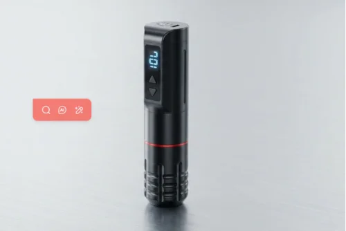 Sleek wireless tattoo pen with digital display.